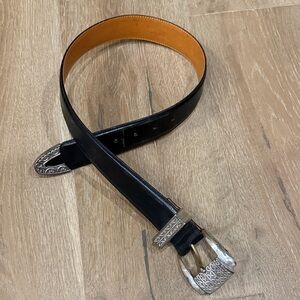 Vintage Brighton Museum Collection Leather Belt with Silver Accents